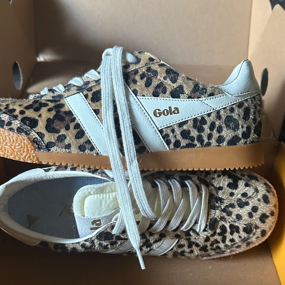 Gola Animal Print Sneakers with White and Tan Accents Like New